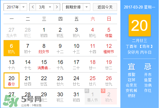 2017年春分是什么時候？2017年春分是幾月幾號？