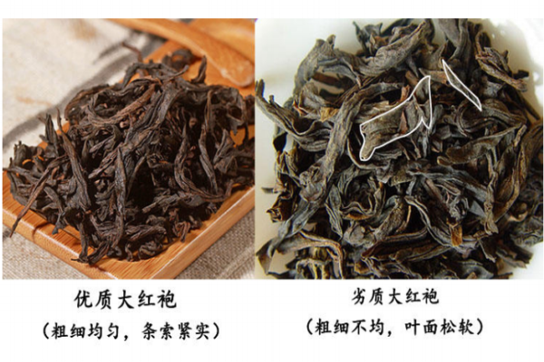 大紅袍茶葉形狀圖片 真假對(duì)比圖